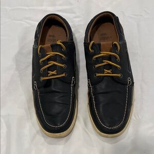 Sonoma Black/Brown Boat Shoes with Yellow Laces